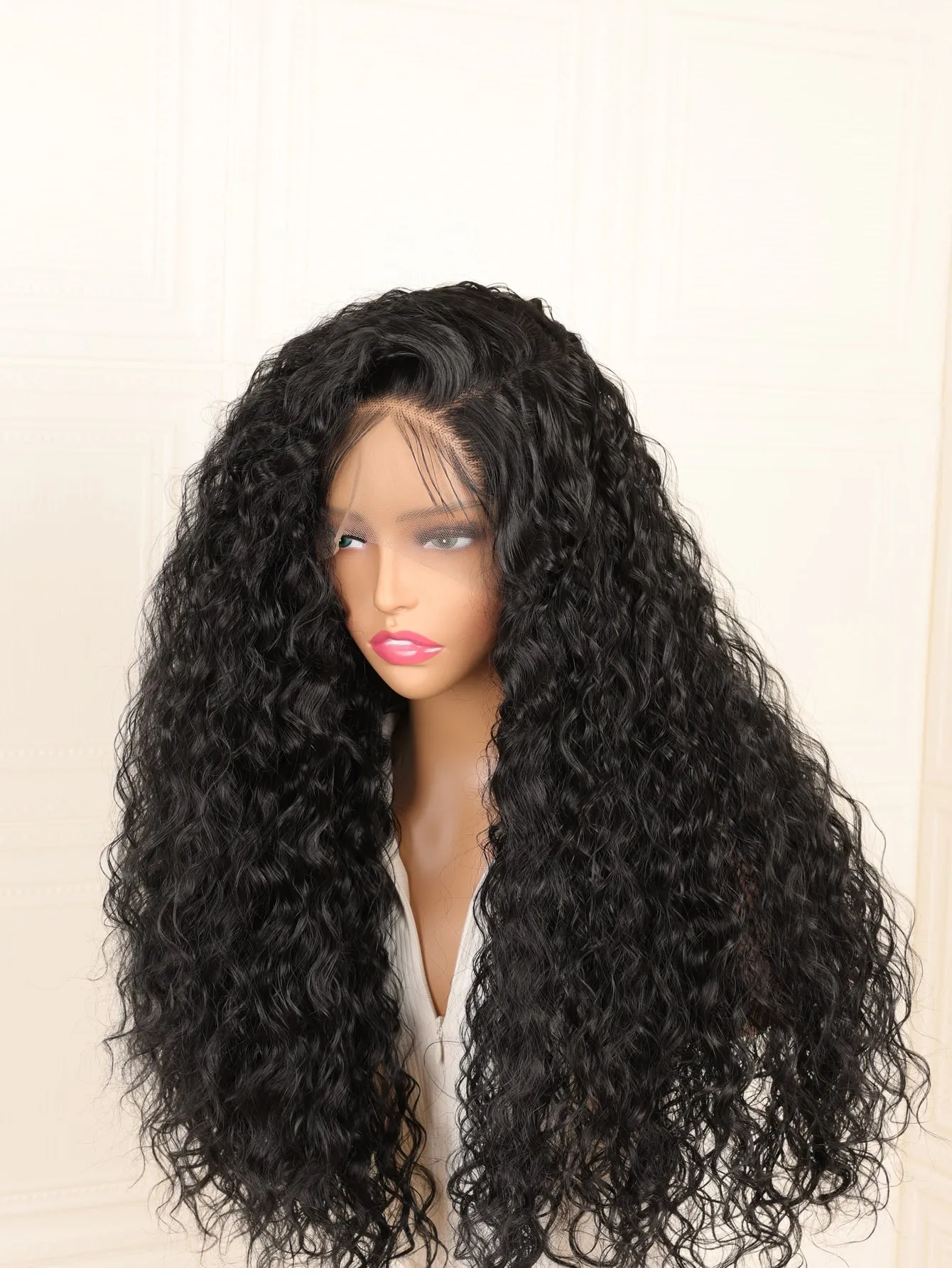 Synthetic 180% Density Pre Plucked Kinky Lace Front Wig