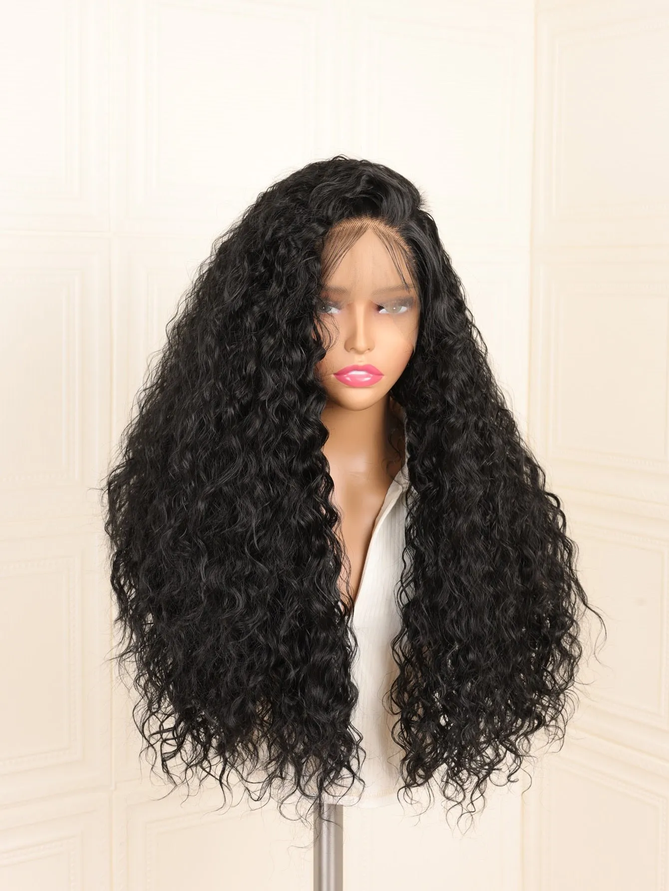 Synthetic 180% Density Pre Plucked Kinky Lace Front Wig