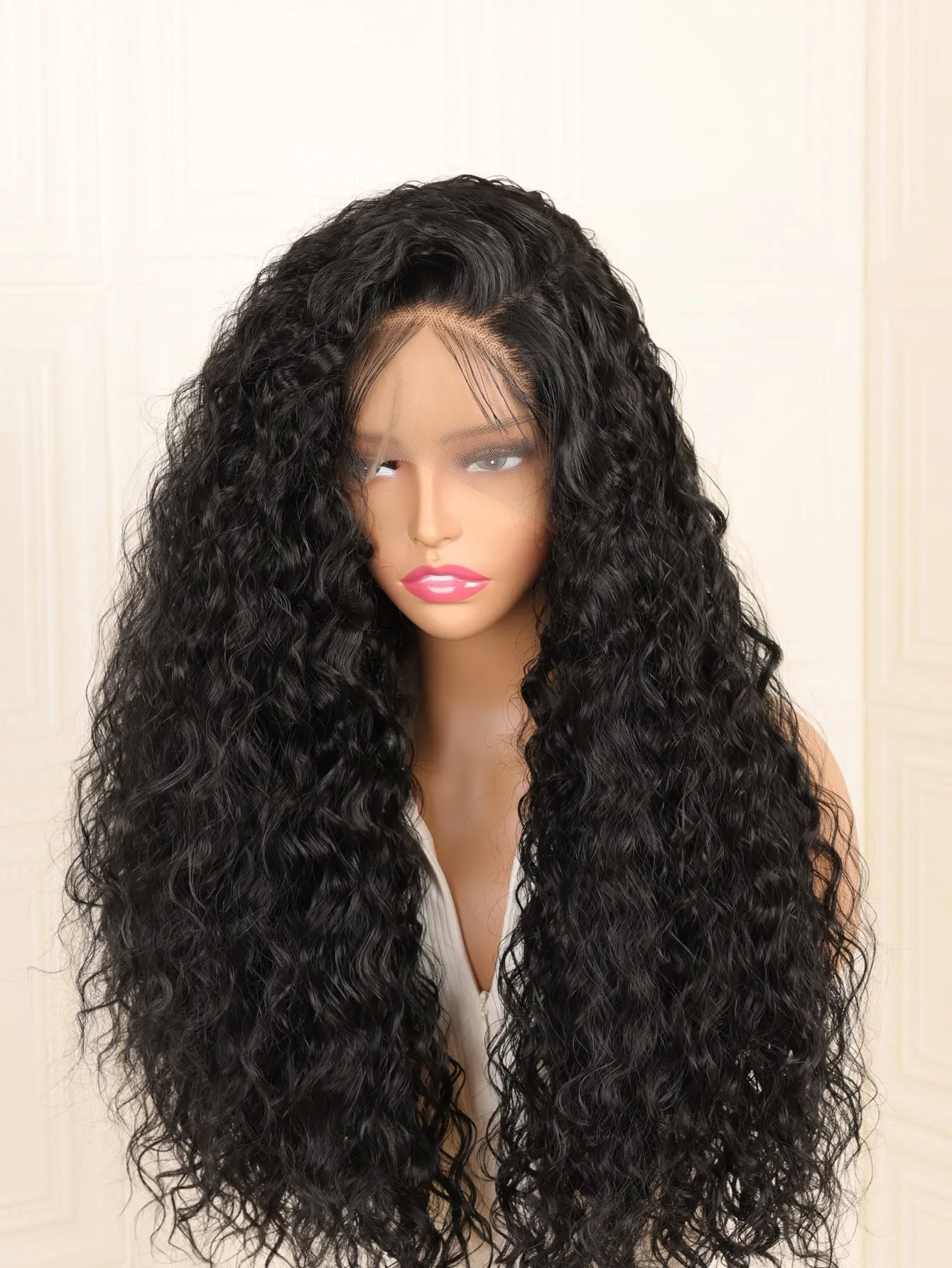 Synthetic 180% Density Pre Plucked Kinky Lace Front Wig