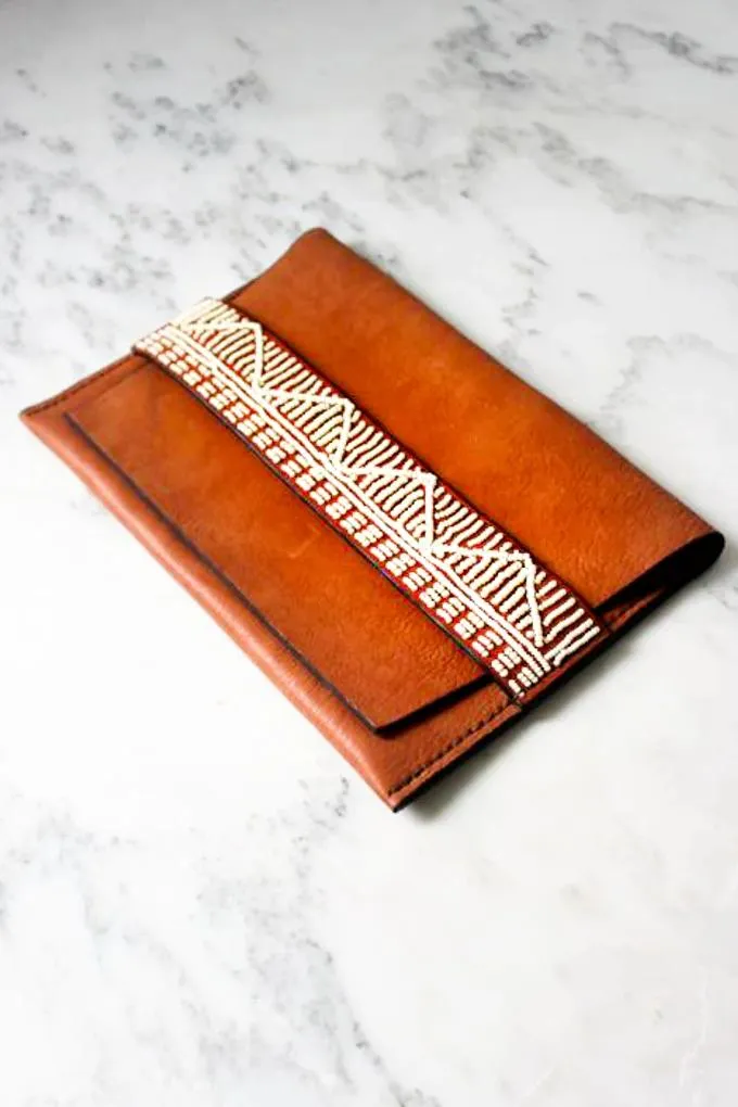 Taino Beaded Leather Clutch