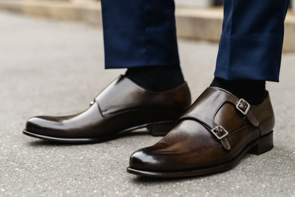 The Poitier Double Monk Strap - Chocolate