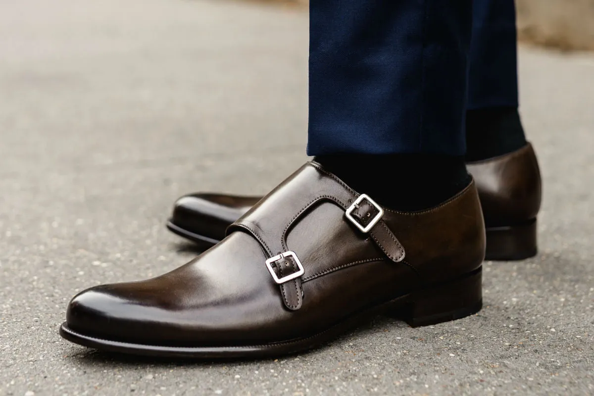 The Poitier Double Monk Strap - Chocolate