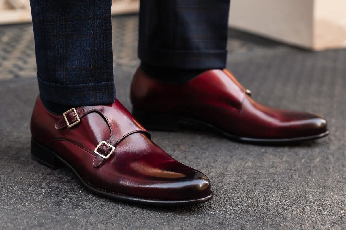 The Poitier Double Monk Strap - Oxblood