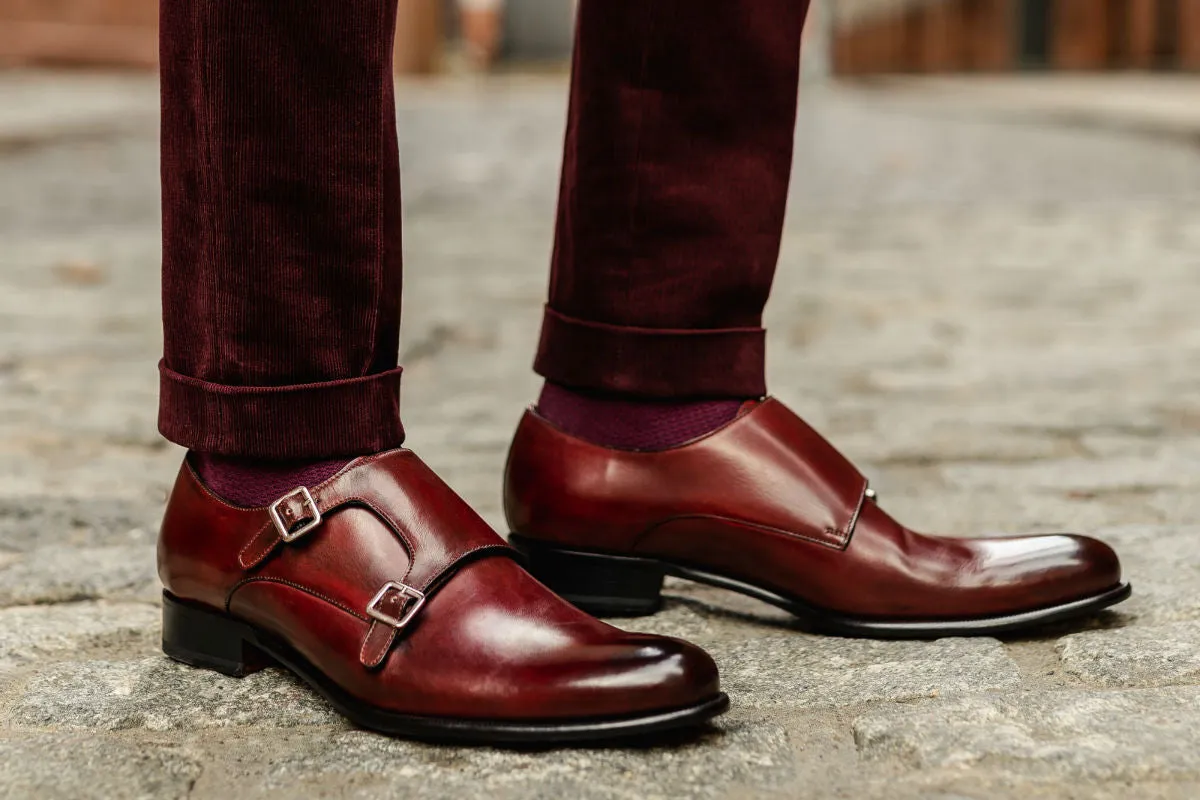 The Poitier Double Monk Strap - Oxblood