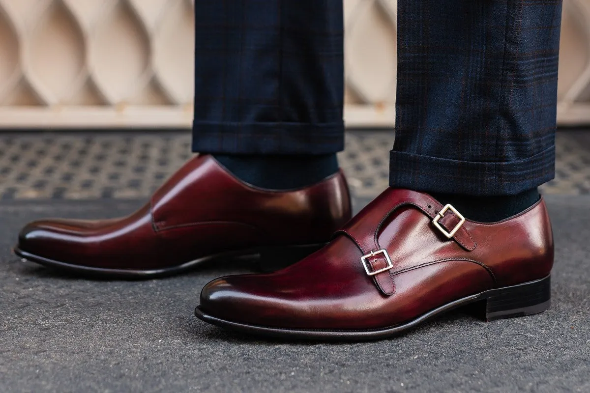 The Poitier Double Monk Strap - Oxblood