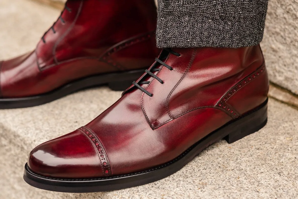 The Presley Lace-Up Boot - Oxblood - Rubber Sole