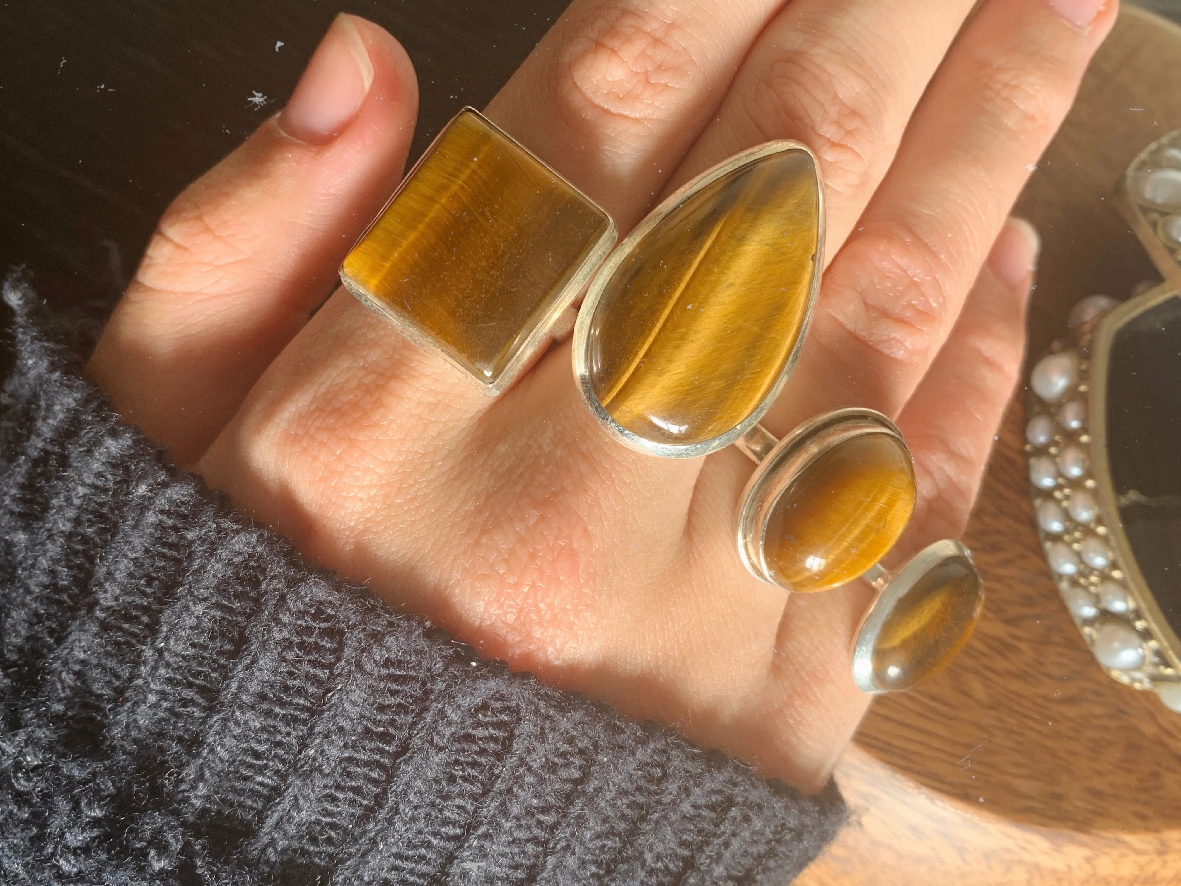 Tiger’s Eye Rings Mix - Large Plain