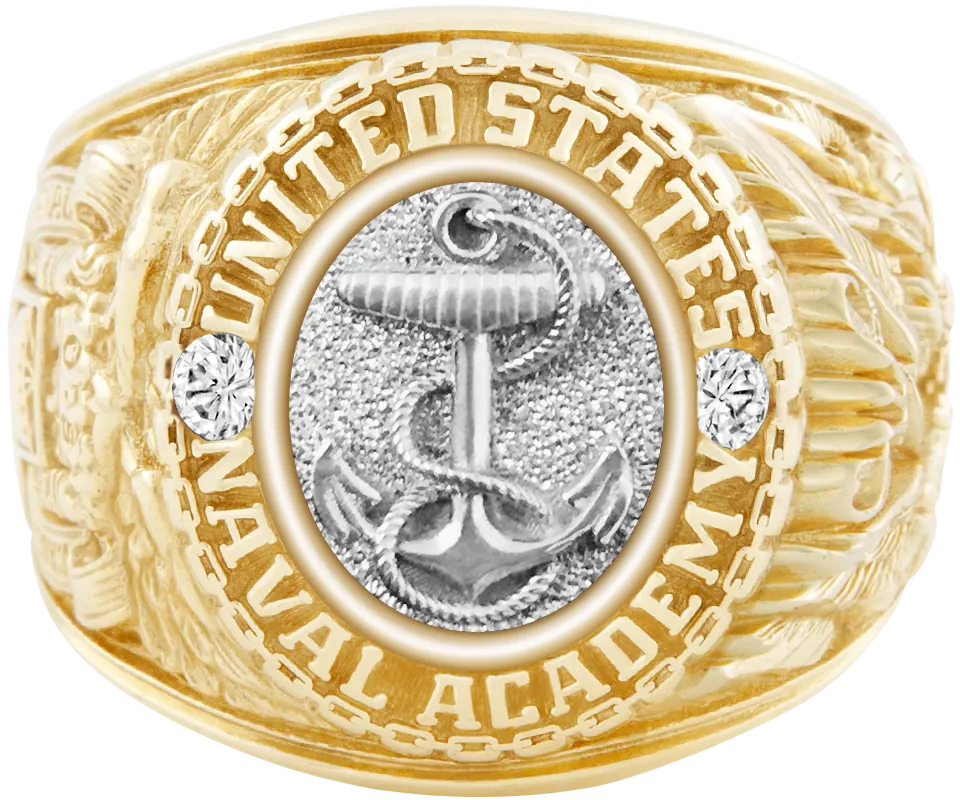 USNA Class Ring Mod™ with Anchors Aweigh™ Style and Diamond Dividers