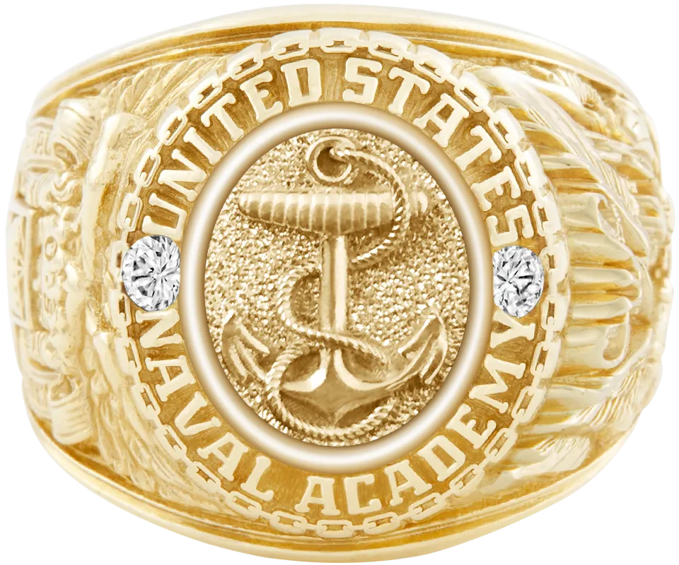 USNA Class Ring Mod™ with Anchors Aweigh™ Style and Diamond Dividers