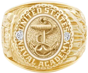 USNA Class Ring Mod™ with Anchors Aweigh™ Style and Diamond Dividers