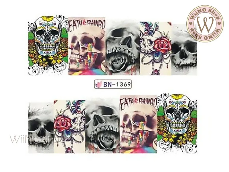 Variety Skull Water Slide Nail Art Decals - 1pc (BN-1369)