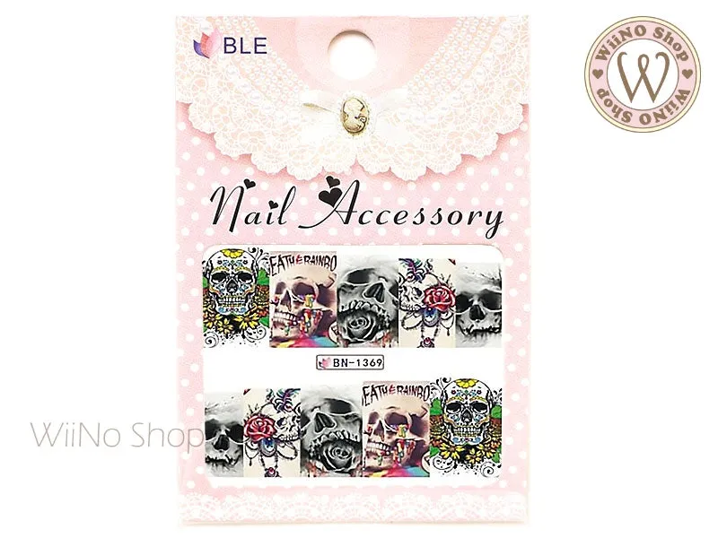 Variety Skull Water Slide Nail Art Decals - 1pc (BN-1369)