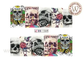 Variety Skull Water Slide Nail Art Decals - 1pc (BN-1369)