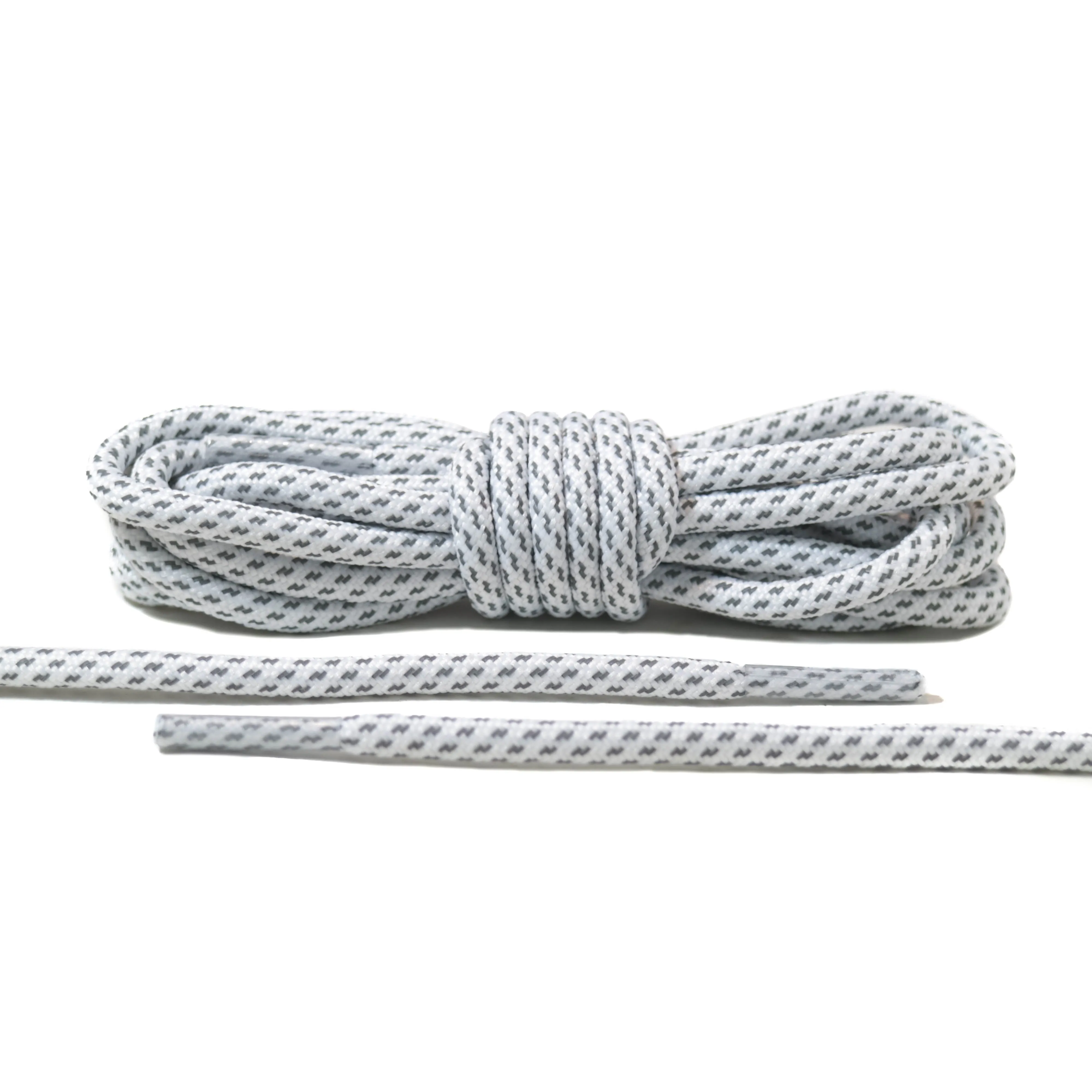 White 3M Reflective Striped Rope Laces