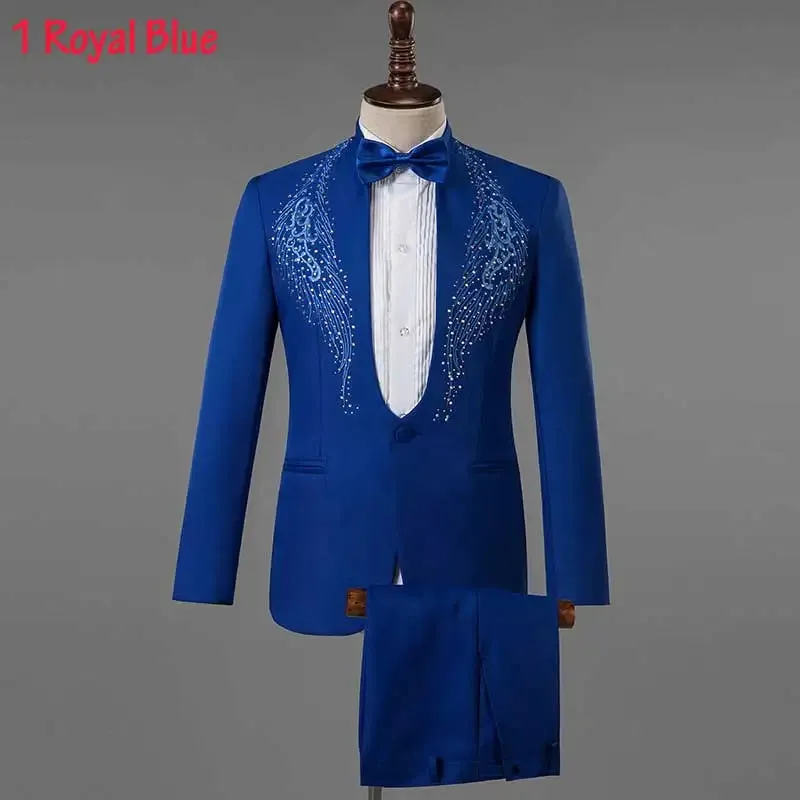 White Wedding Groom Suit - Slim Fit Tuxedo with Diamond Embroidery for Men | Stylish 3-Piece Outfit