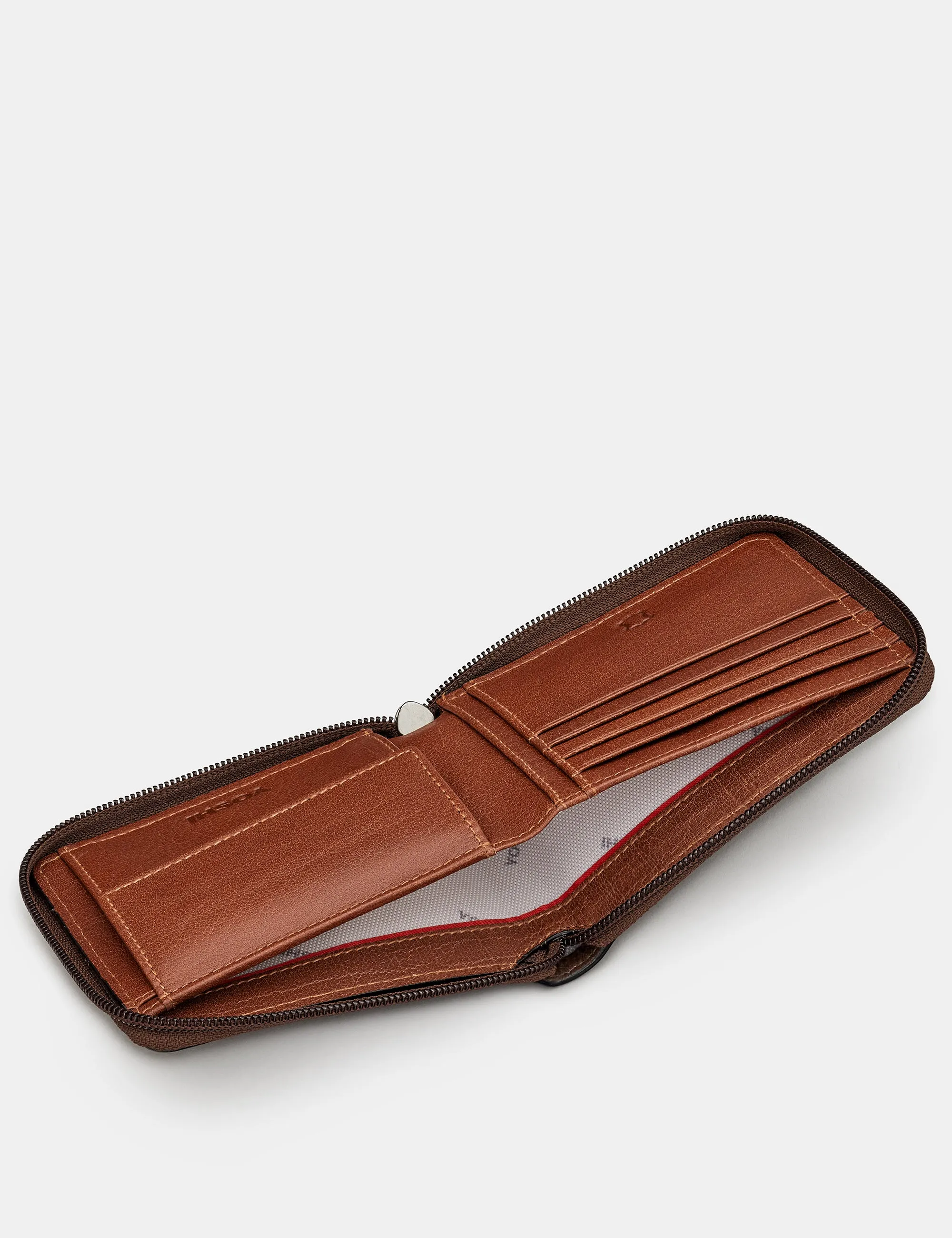 Zip Around Brown And Tan Leather Wallet