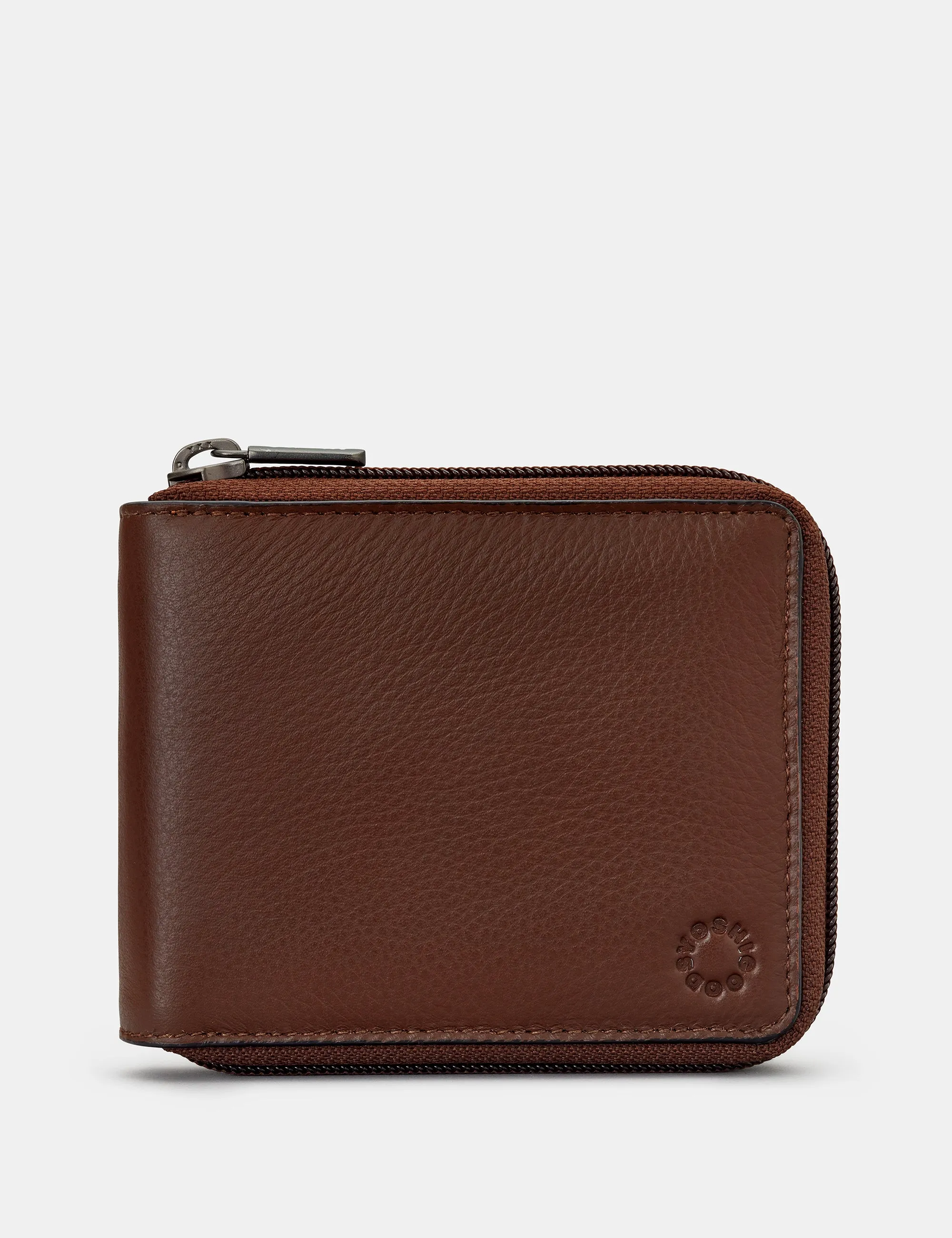 Zip Around Brown And Tan Leather Wallet